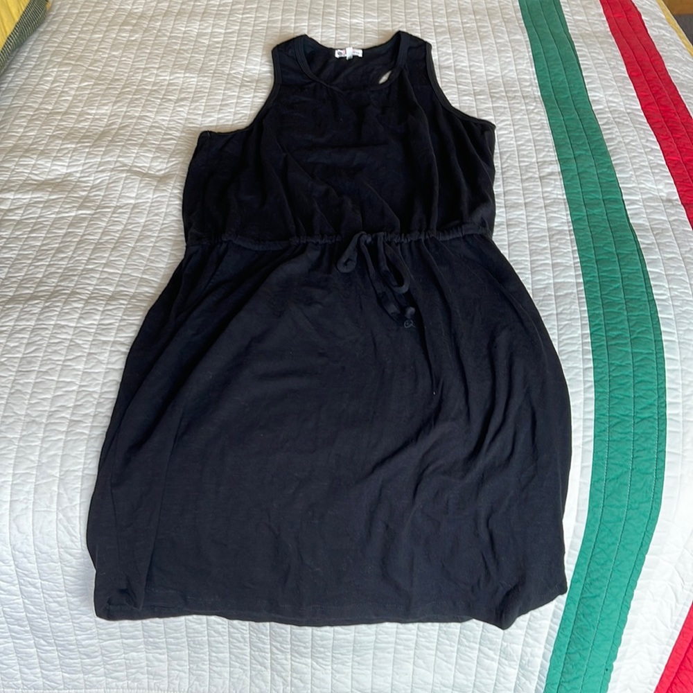 Sundry for EverEve Tie Waist Racerback Black Dress